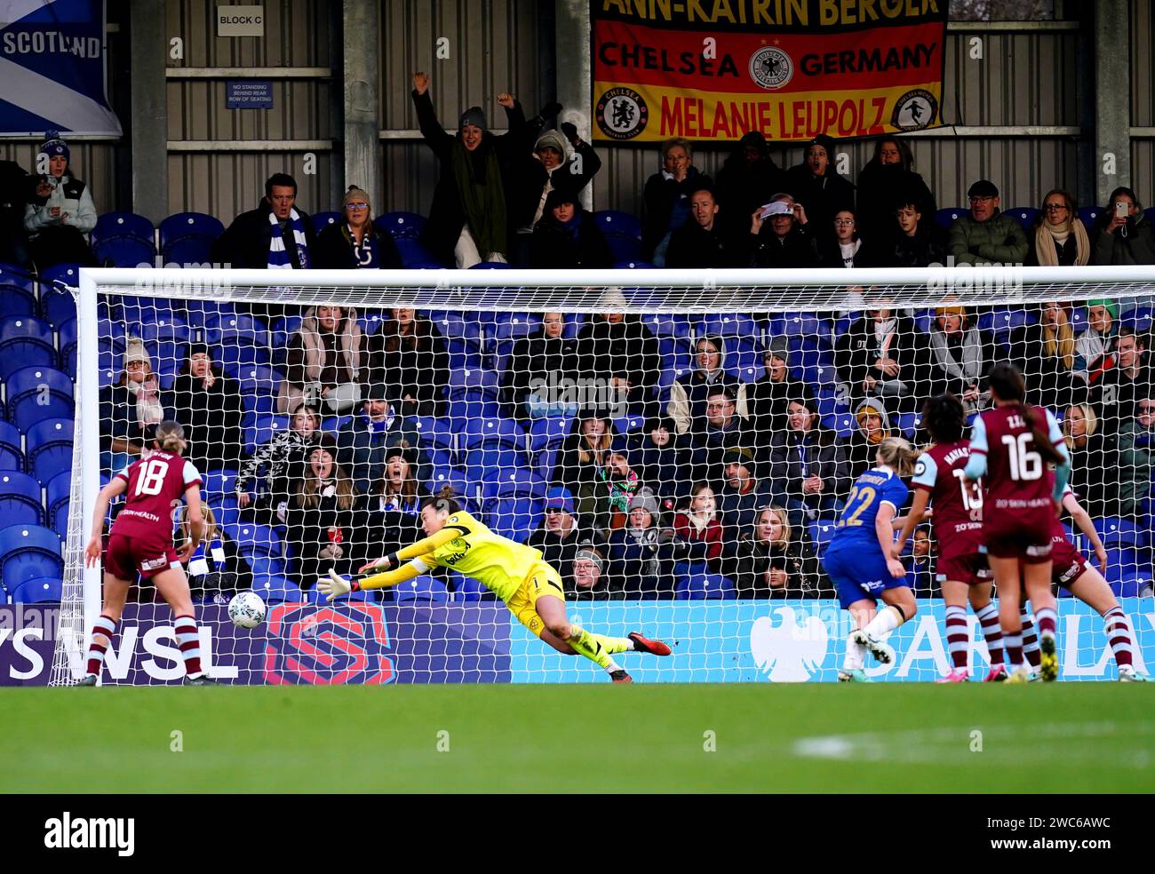West Ham United goalkeeper Mackenzie Arnold fails to stop Chelsea's ...