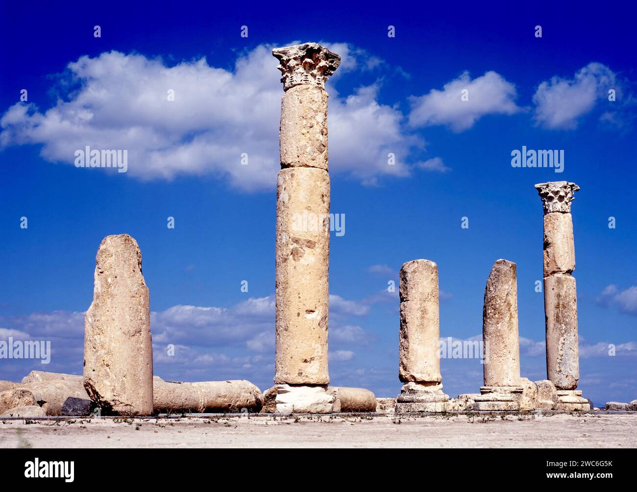 Ruins of the church at Umm Qais, situated 110 km (68 miles) north of Amman, Jordan, on a broad promontory 378 meters above sea level Stock Photo
