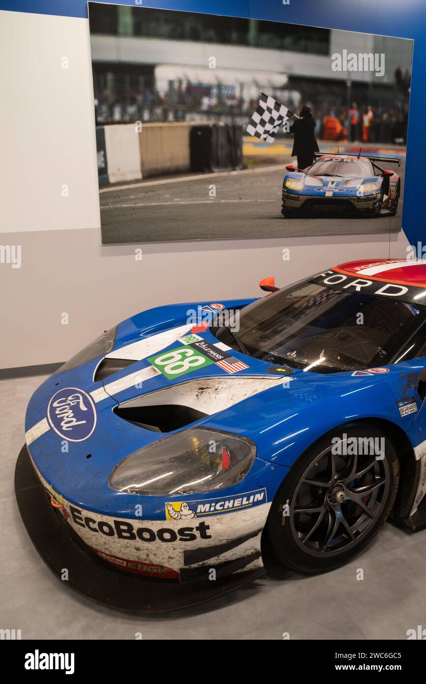 2016 Ford GT, which won in its class at the 2016 24 Hours of Le Mans, on display at The Henry Ford Museum of American Innovation Stock Photo