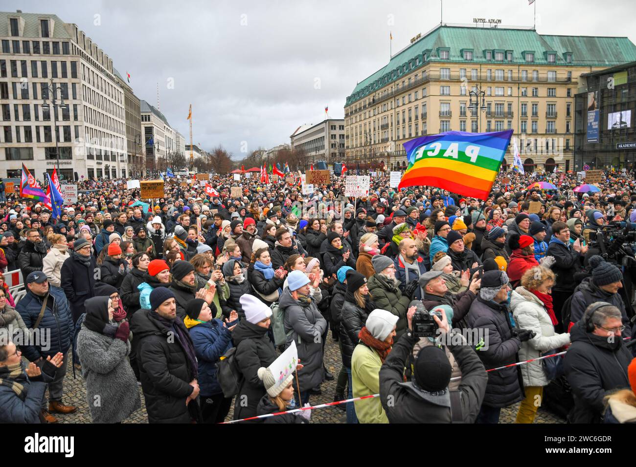 Berlin,Germany, 14th january 2024.Protest against right wing political
