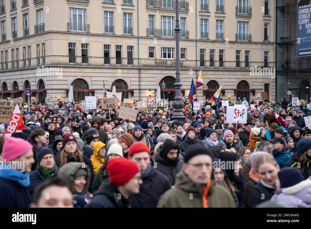 Berlin Protest against AFD right wing and Farmers joining January 2024 ...