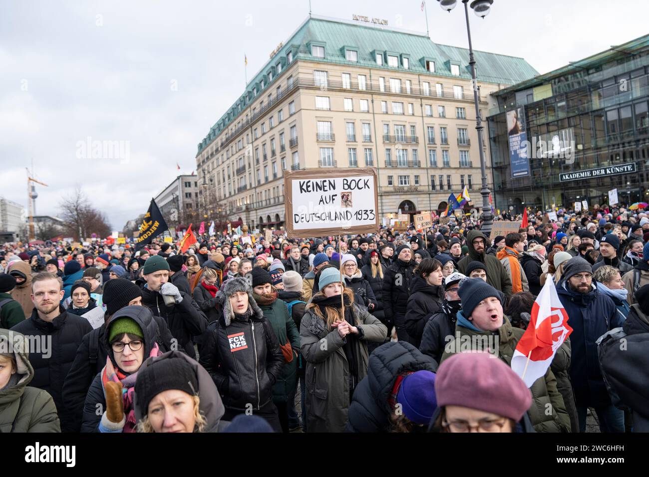 Berlin Protest against AFD right wing and Farmers joining January 2024 ...