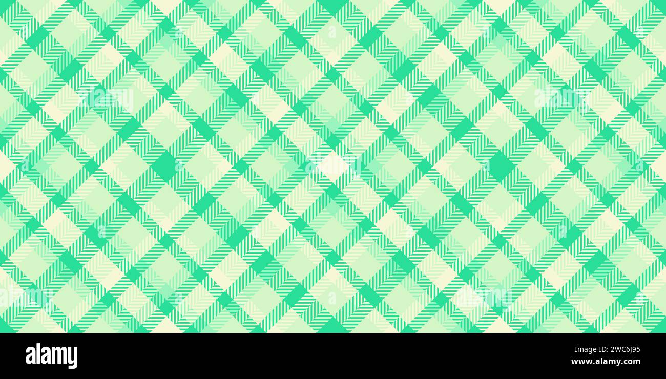 December seamless background plaid, 60s fabric texture check. Postcard pattern textile tartan vector in light and mint color. Stock Vector