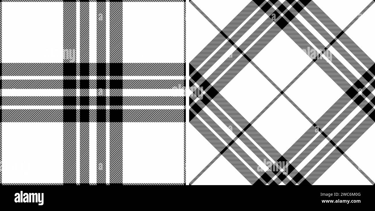 Texture textile vector of seamless background check with a tartan fabric pattern plaid. Set in monochrome colors. Perfect fashion choices for any occa Stock Vector