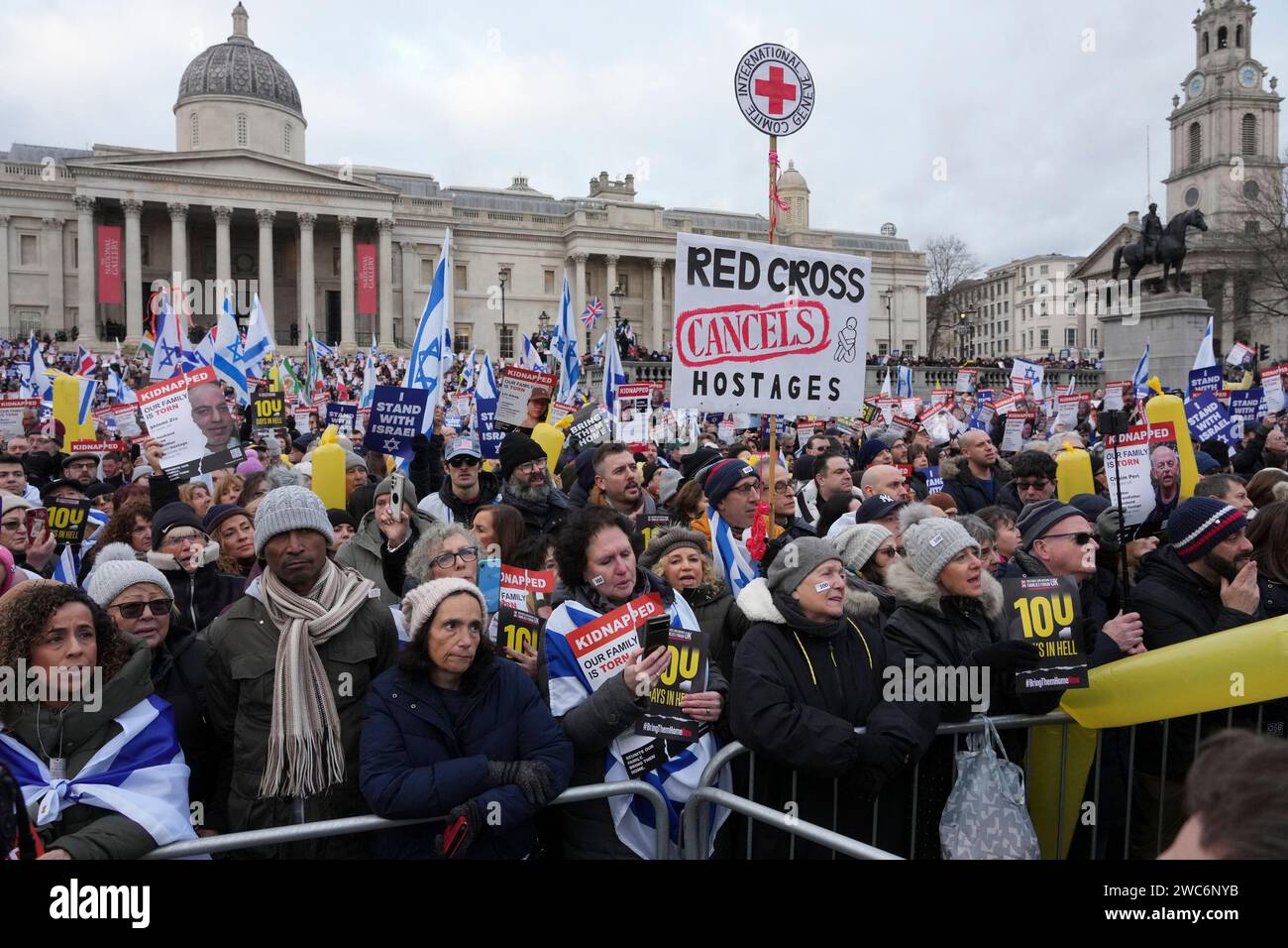 The crowd during a proIsrael rally in Trafalgar Square, London. Picture date Sunday January 14