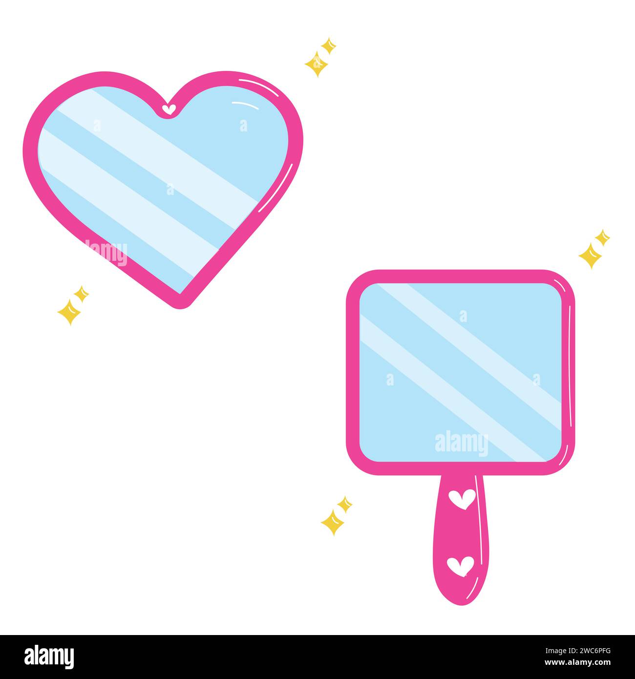 Barbie Theme Mirror Set Cute Vector Illustration Stock Vector