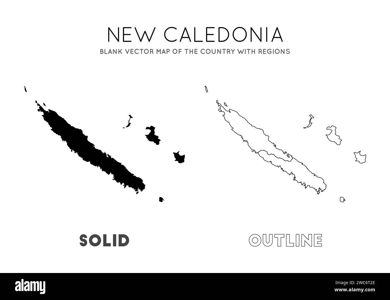New Caledonia map. Blank vector map of the Country with regions