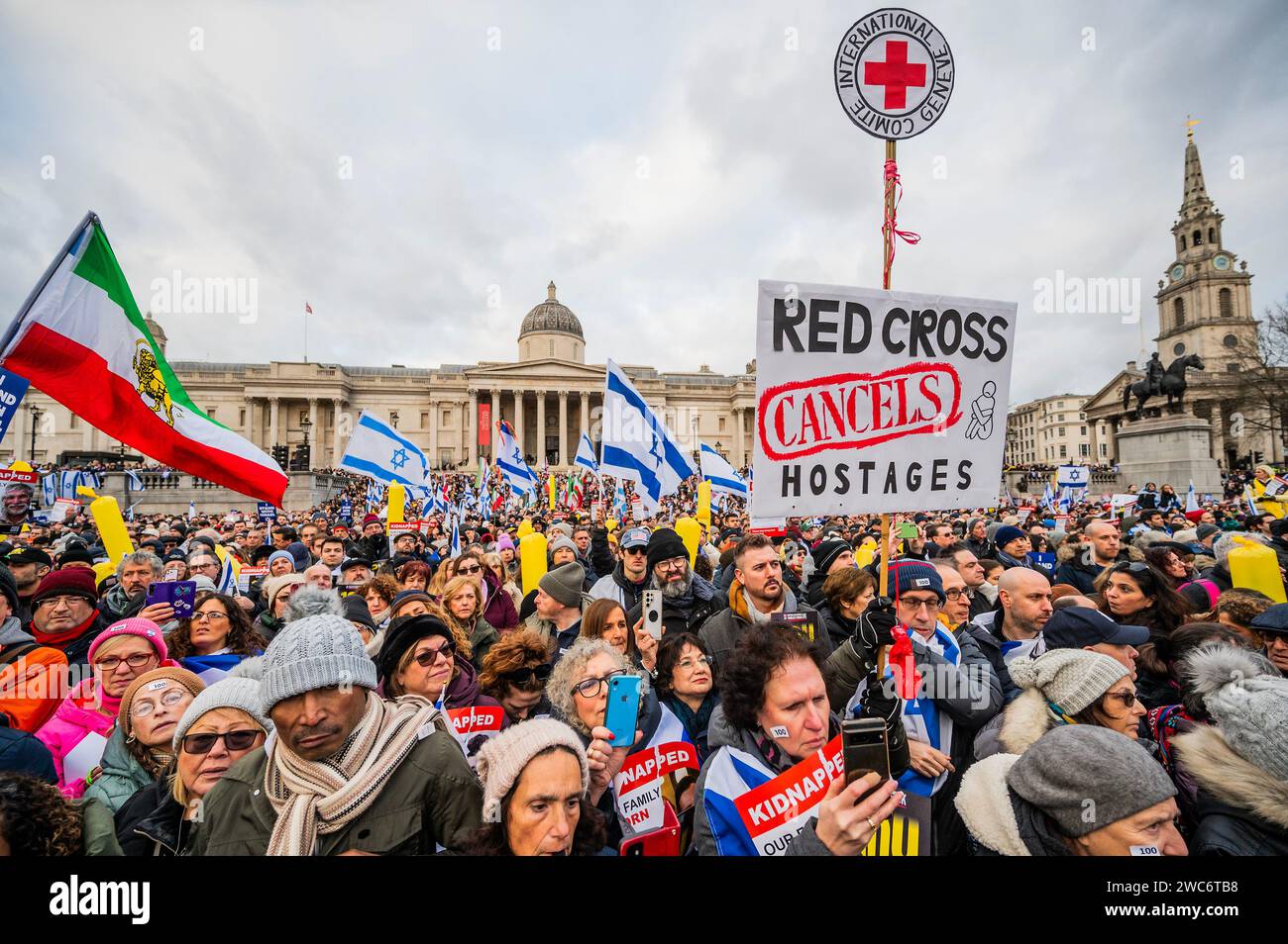 London, UK. 14th Jan, 2024. The crowd blame the Red Cross for not ...