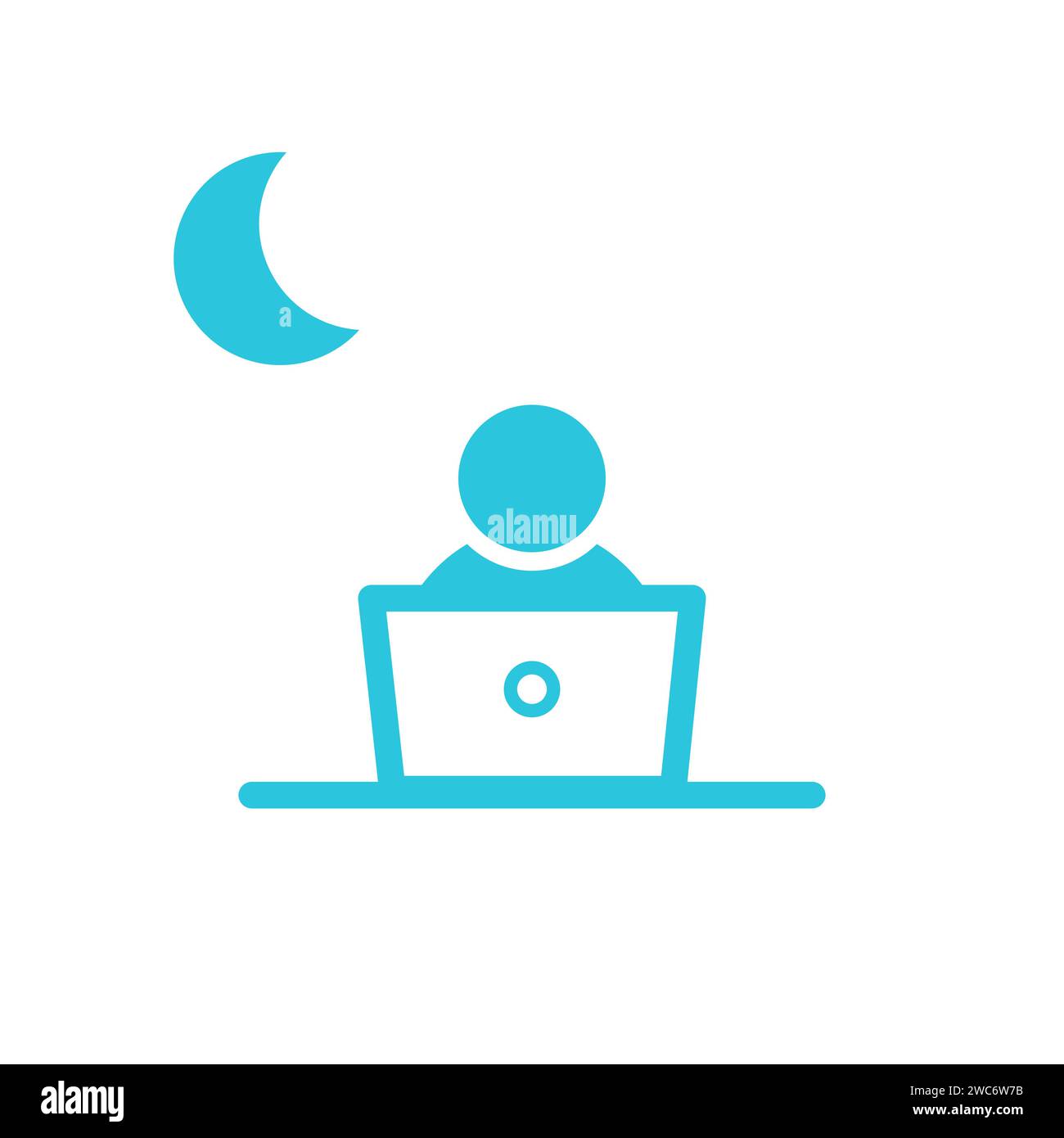 Night working icon, office, avatar, person, from blue icon set Stock Vector