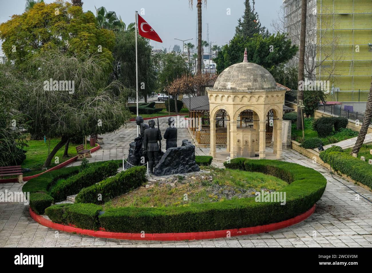 Nusret Mine Ship, the, which was of great use in the Çanakkale Victory, is exhibited in the park that bears its name in Tarsus. In the park, there are Stock Photo