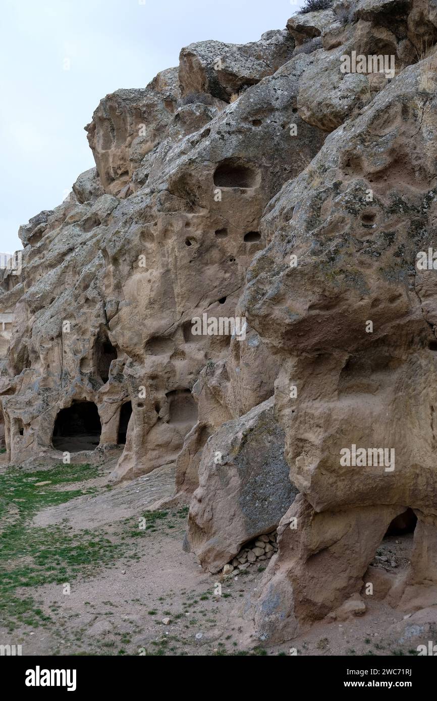 Gümüşler (Silver') Monastery is a Byzantine-era cave monastery in the small town of Gümüşler, 10 km northeast of Niğde town in Niğde province, Turkey. Stock Photo