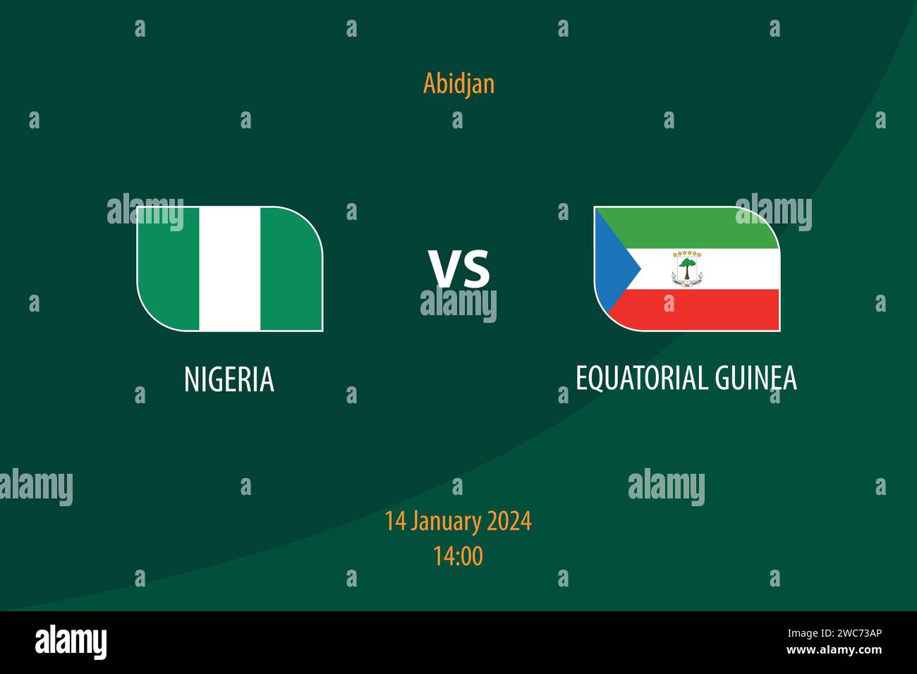 Nigeria vs Equatorial Guinea football scoreboard broadcast template for
