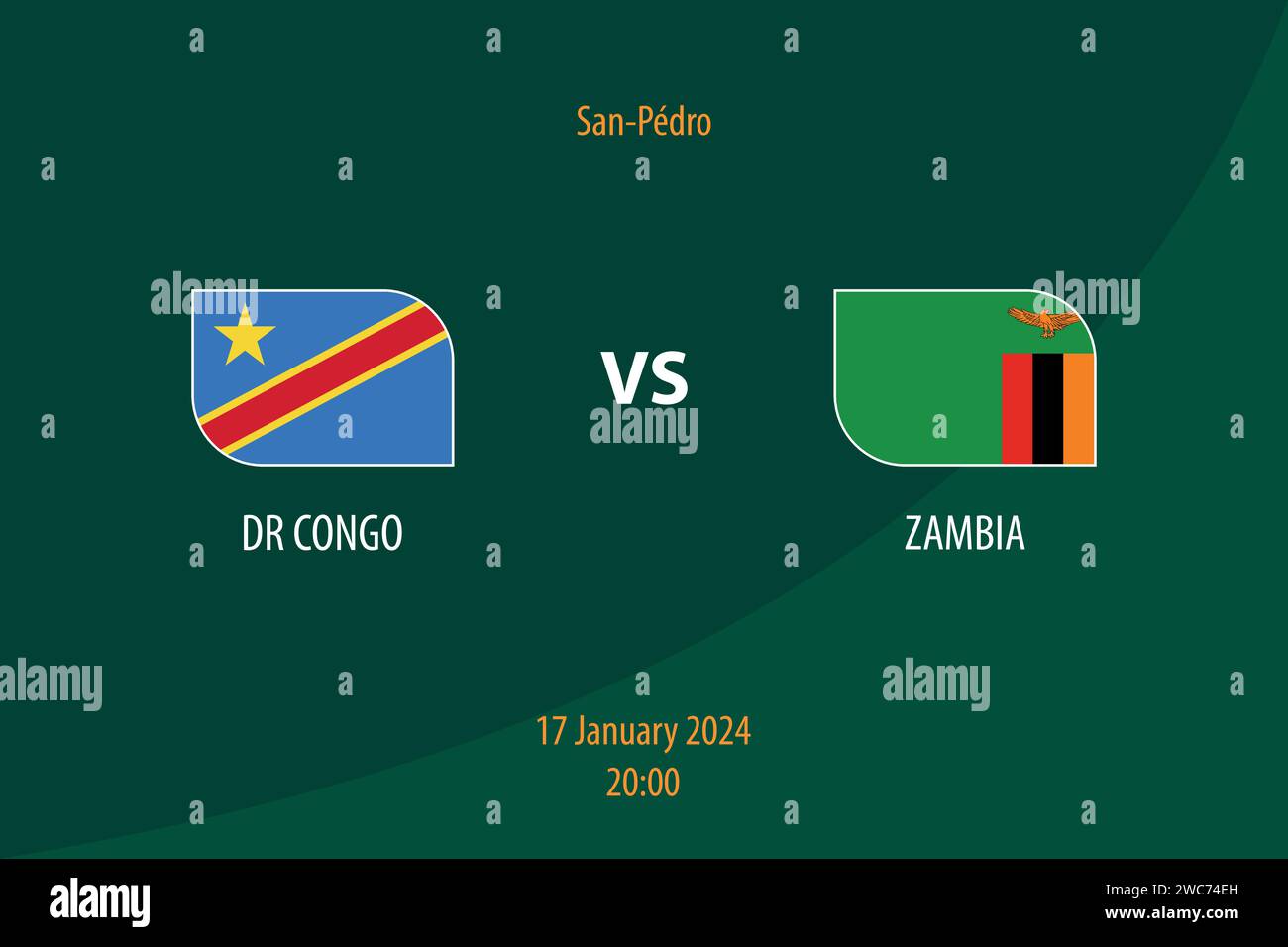 DR Congo vs Zambia football scoreboard broadcast template for soccer