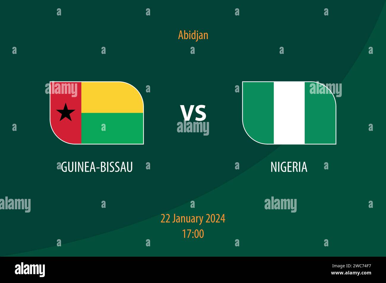 Guinea-Bissau vs Nigeria football scoreboard broadcast template for