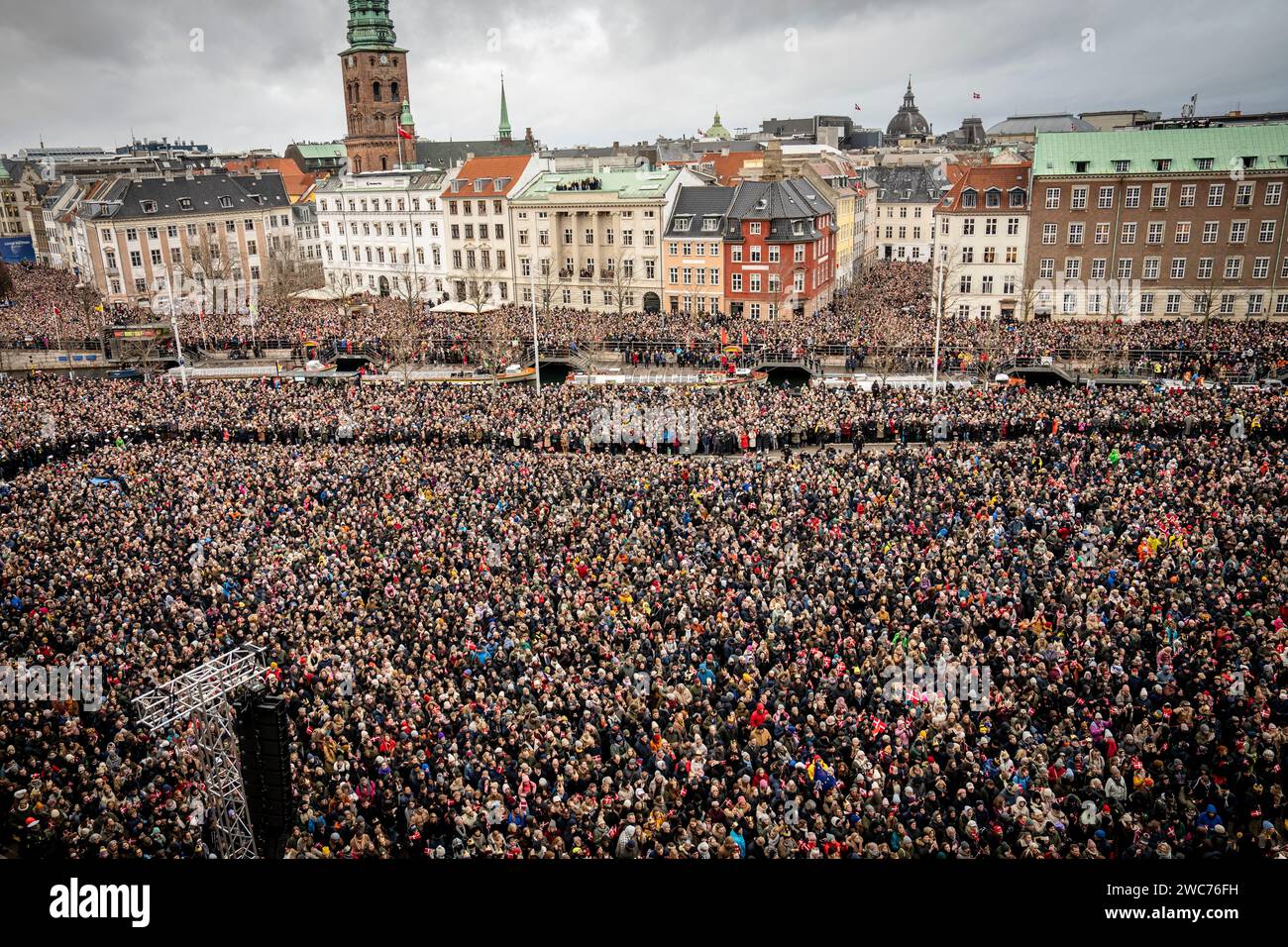 Copenhagen, Denmark. 14 January, 2024. Large crowds during the ...