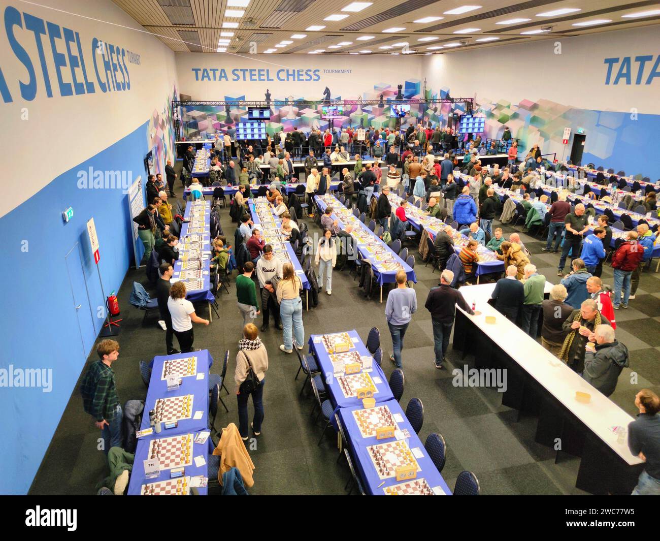 Chess players at the famous Tata Steel Chess Tournament in Wijk aan Zee