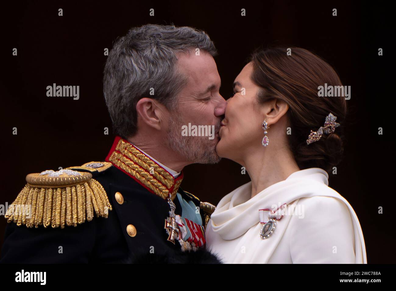 Copenhagen, Denmark. 14 January, 2024. King Frederik X and Queen Mary ...