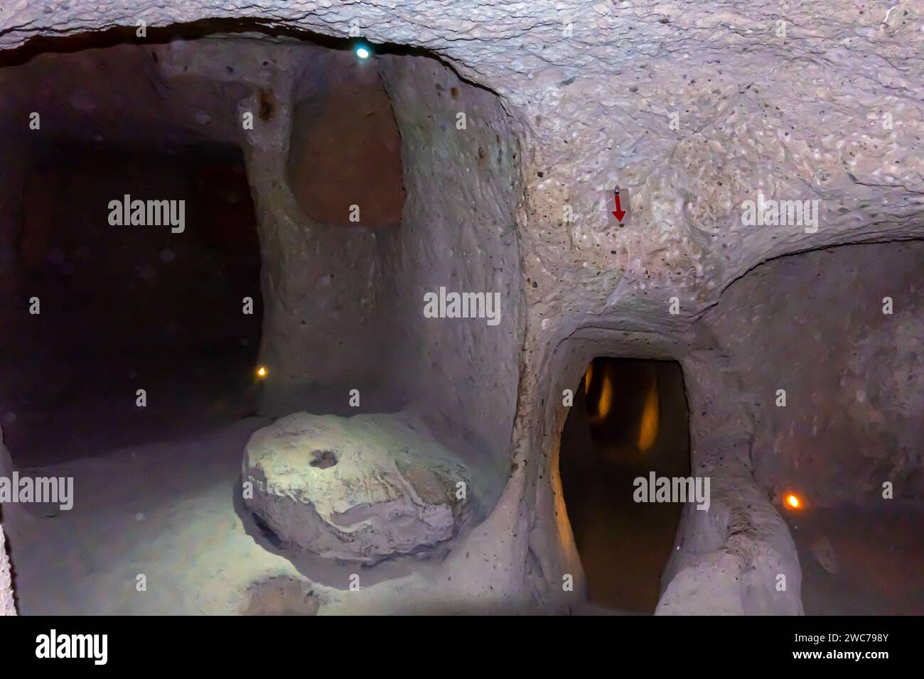 Tunnels corridors structure, interior of Kaymakli Underground City Cappadocia Stock Photo