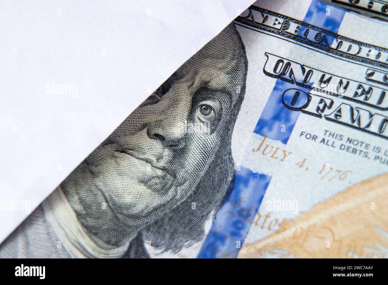 One hundred dollars as a macro photo background, 100 dollars, business and finance Stock Photo