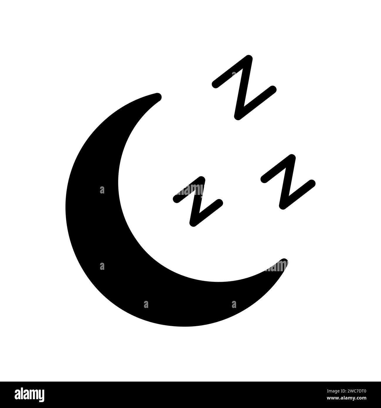 Sleeping time vector solid icon. Moon clock sign. Graph symbol for