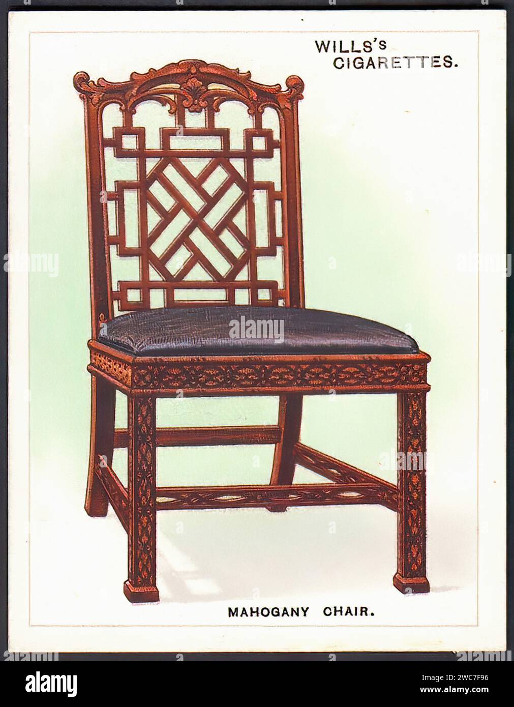 Chippendale mahogany chair 002 - Vintage Cigarette Card Illustration Stock Photo