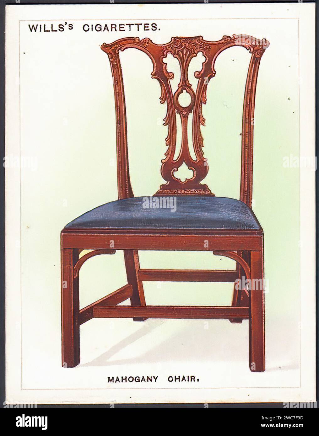 Chippendale Mahogany Chair 001 - Vintage Cigarette Card Illustration Stock Photo