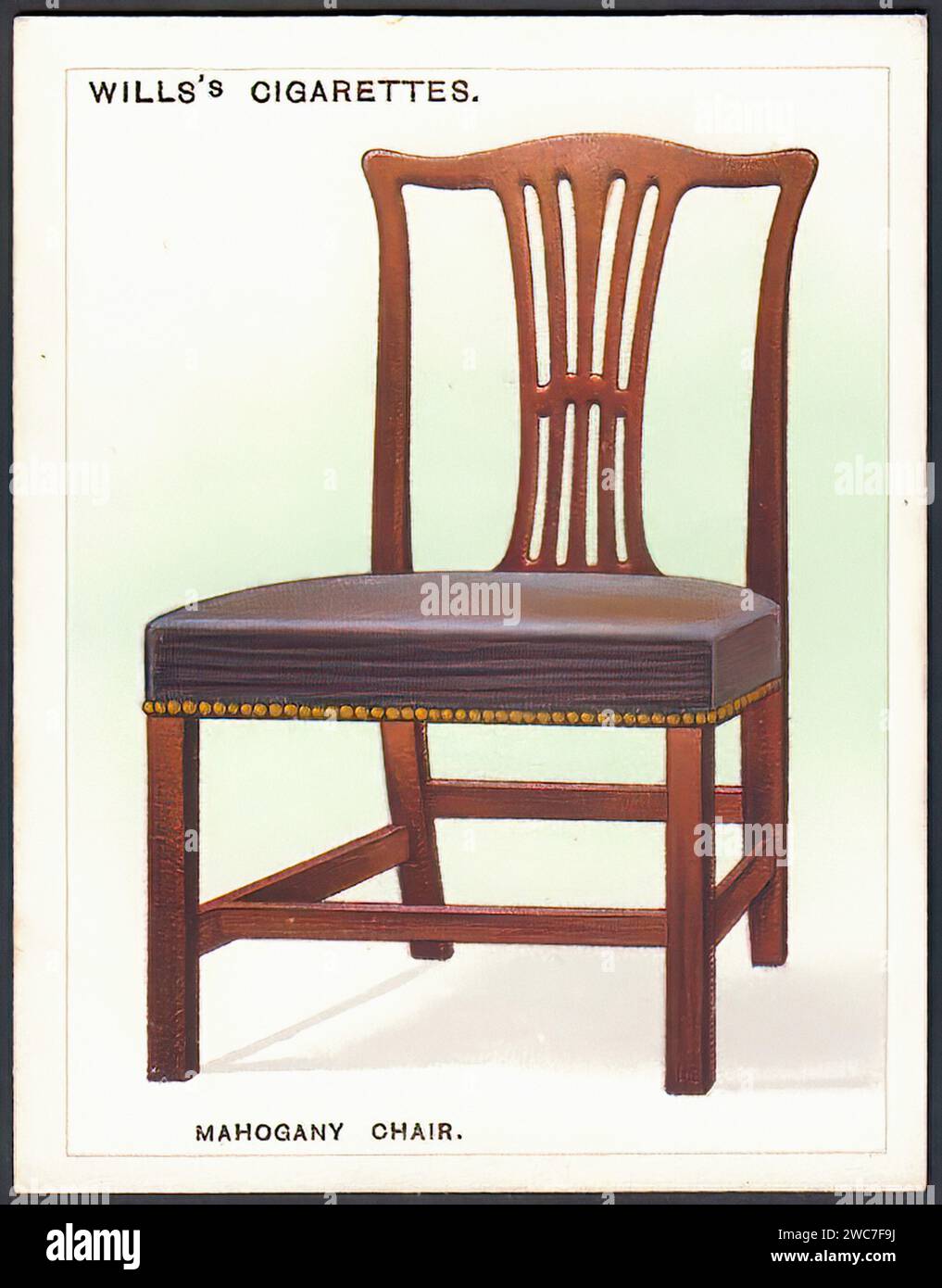 Chippendale Mahogany Chair - Vintage Cigarette Card Illustration Stock Photo