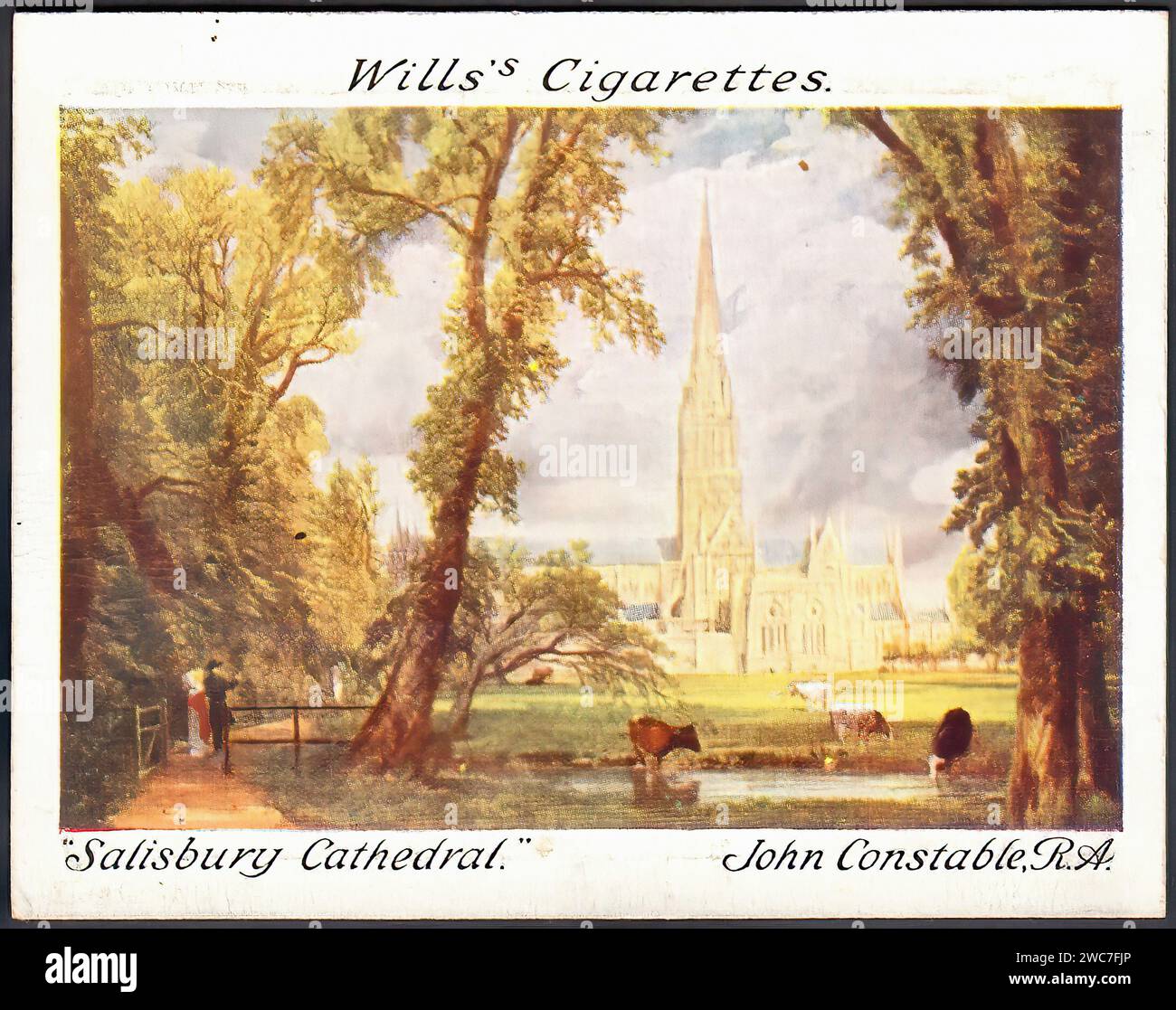 Salisbury Cathedral - Vintage Cigarette Card Illustration Stock Photo