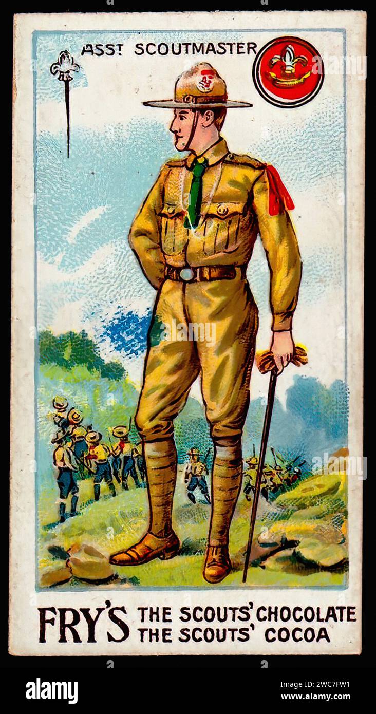 Assistant Scoutmaster - Vintage British Trade Card Illustration Stock Photo