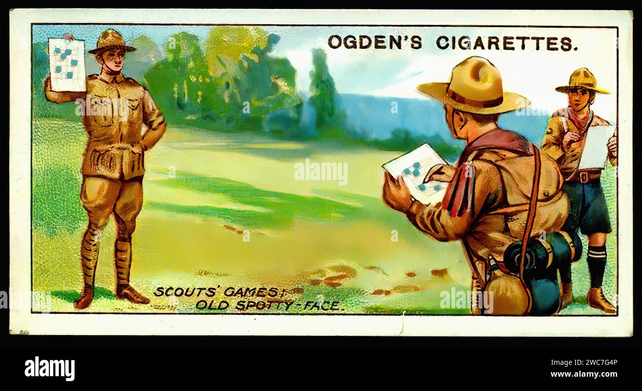 Boy Scouts Games - Vintage Cigarette Card Illustration Stock Photo