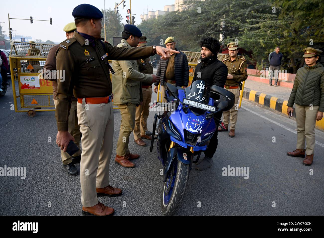 noida-india-14th-jan-2024-noida-india-january-14-noida-police