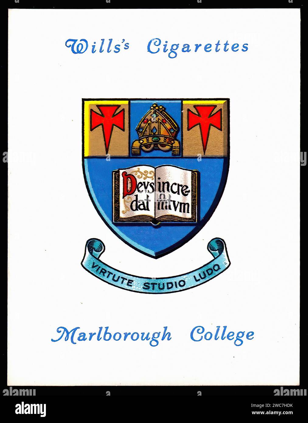 Arms of Marlborough School - Vintage Cigarette Card Illustration Stock Photo