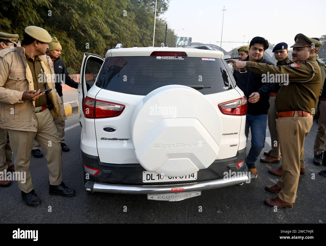 noida-india-14th-jan-2024-noida-india-january-14-noida-police