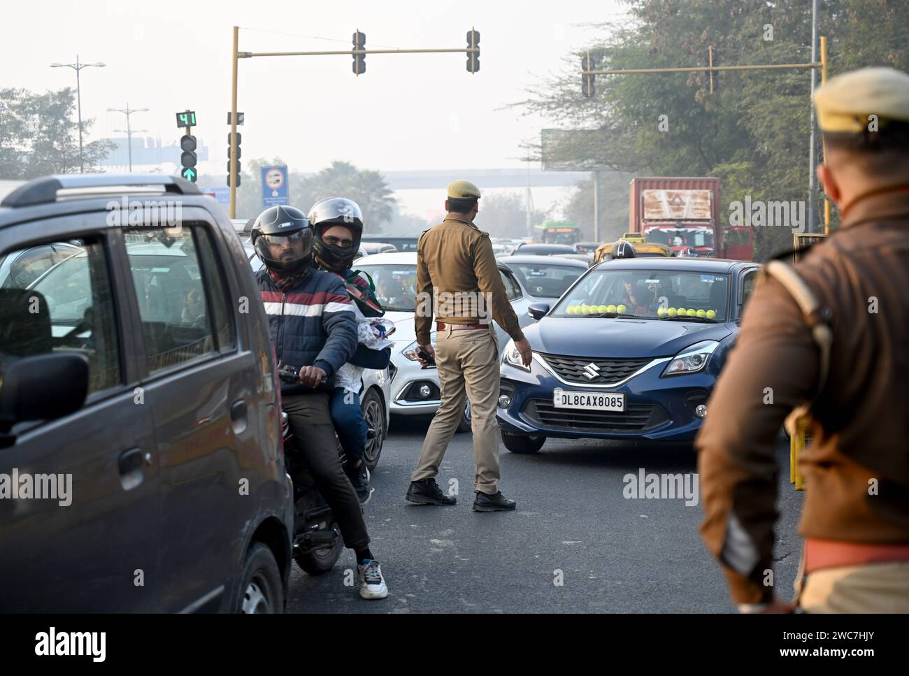 noida-india-14th-jan-2024-noida-india-january-14-noida-police