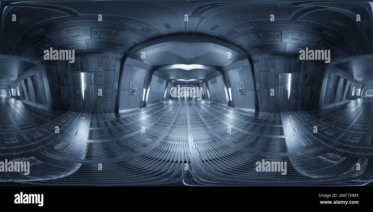 a futuristic hallway tunnel 360 panorama vr environment map 3D render ...