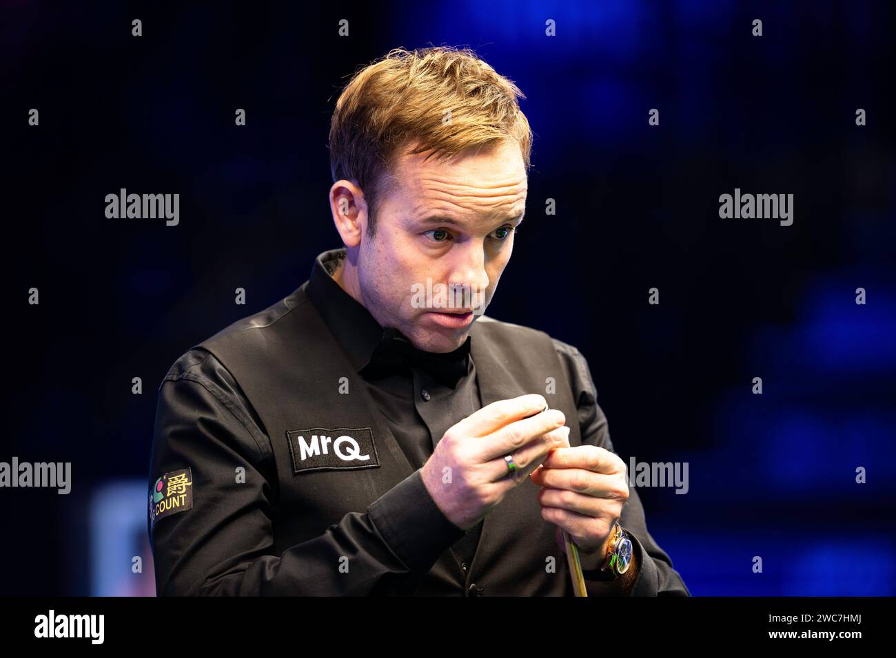 LONDON, UNITED KINGDOM. 14th Jan, 2024. Ali Carter in Finals against Ronnie O’Sullivan during the 2024 MrQ Masters at Alexandra Palace on Sunday, January 14, 2024 in LONDON ENGLAND. Credit: Taka G Wu/Alamy Live News Stock Photo