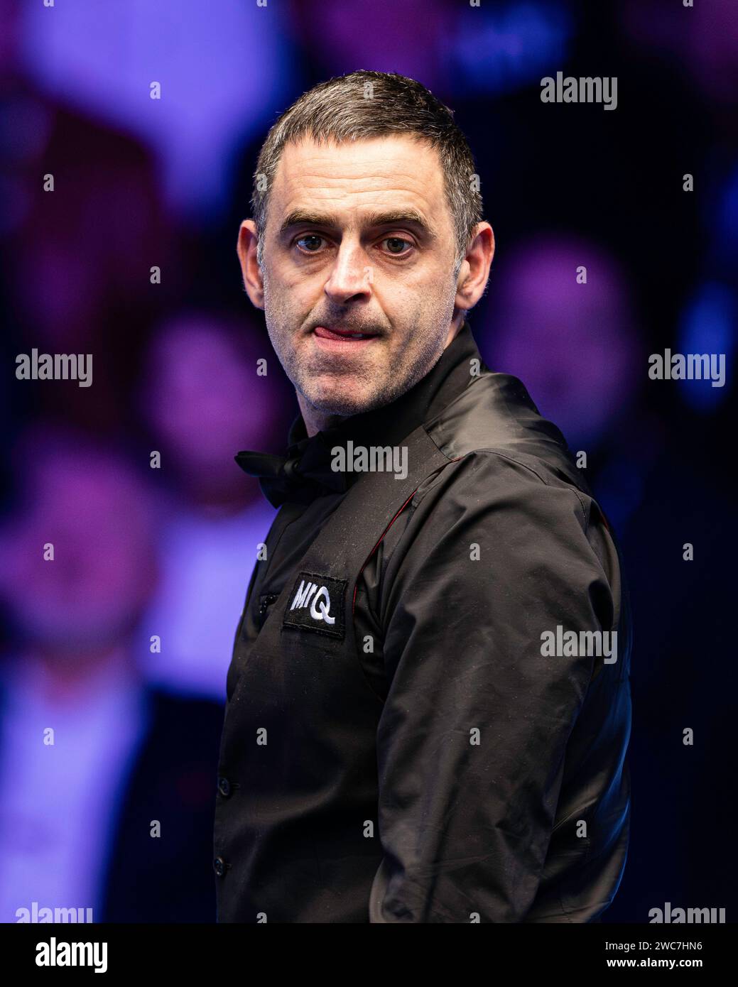 LONDON, UNITED KINGDOM. 14th Jan, 2024. Ronnie O’Sullivan in Final against Ali Carter during the 2024 MrQ Masters at Alexandra Palace on Sunday, January 14, 2024 in LONDON ENGLAND. Credit: Taka G Wu/Alamy Live News Stock Photo