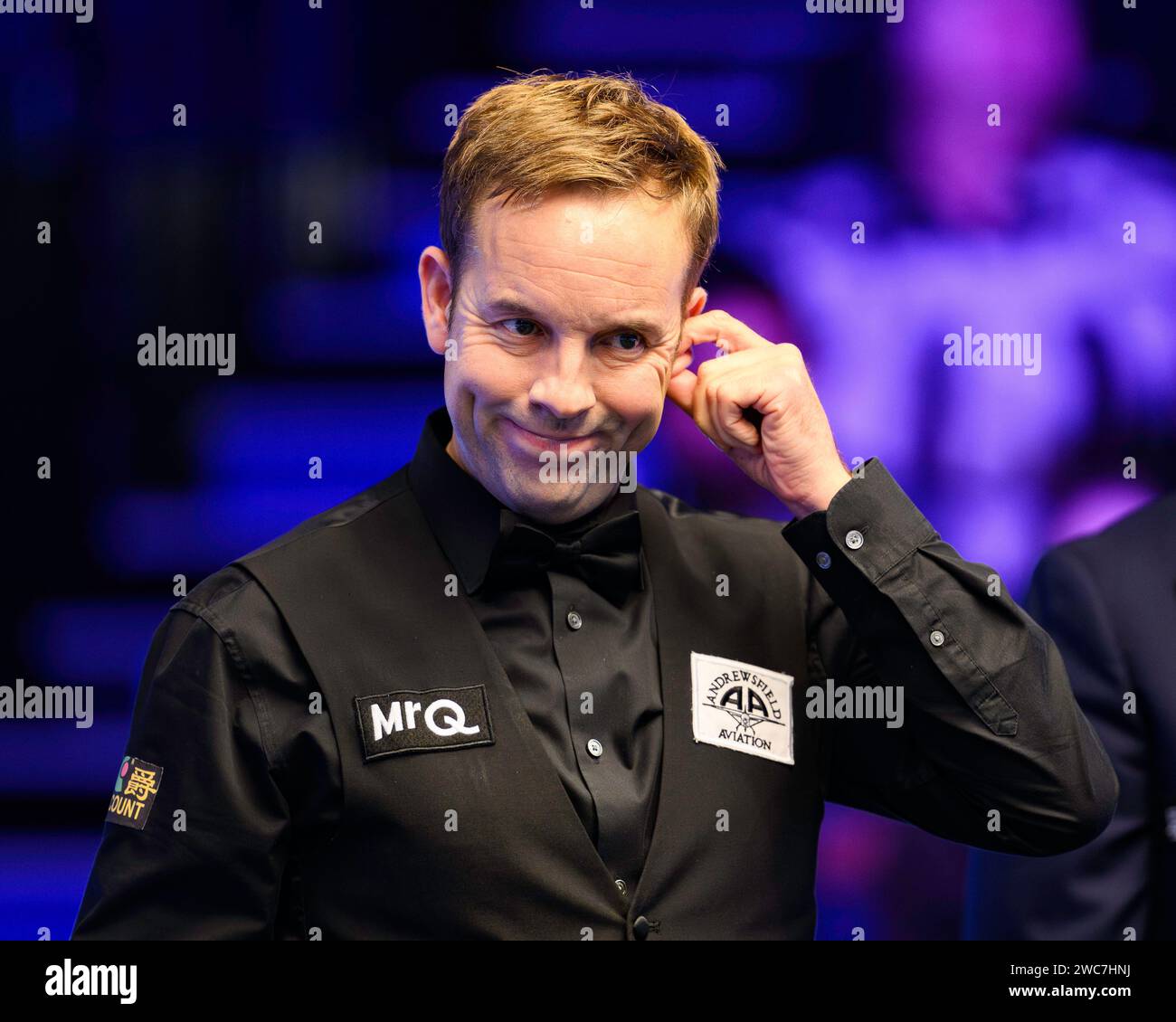 LONDON, UNITED KINGDOM. 14th Jan, 2024. Ali Carter in Finals against Ronnie O’Sullivan during the 2024 MrQ Masters at Alexandra Palace on Sunday, January 14, 2024 in LONDON ENGLAND. Credit: Taka G Wu/Alamy Live News Stock Photo