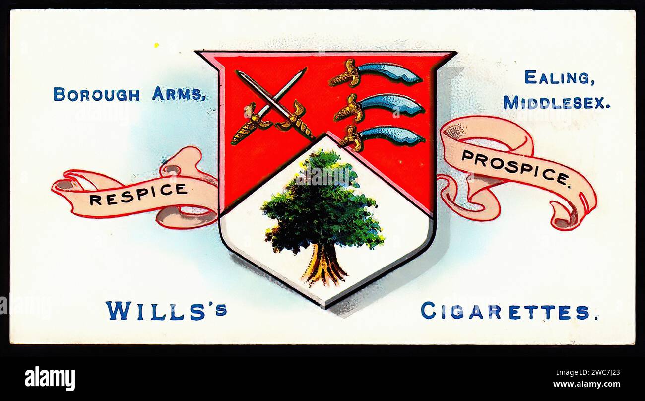 Borough Arms of Ealing - Vintage Cigarette Card Illustration Stock Photo