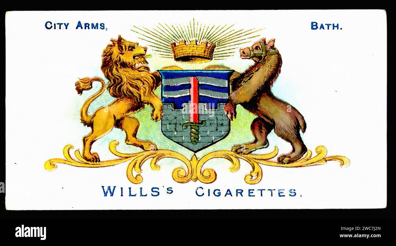 Arms of Bath Vintage Cigarette Card Illustration Stock Photo Alamy