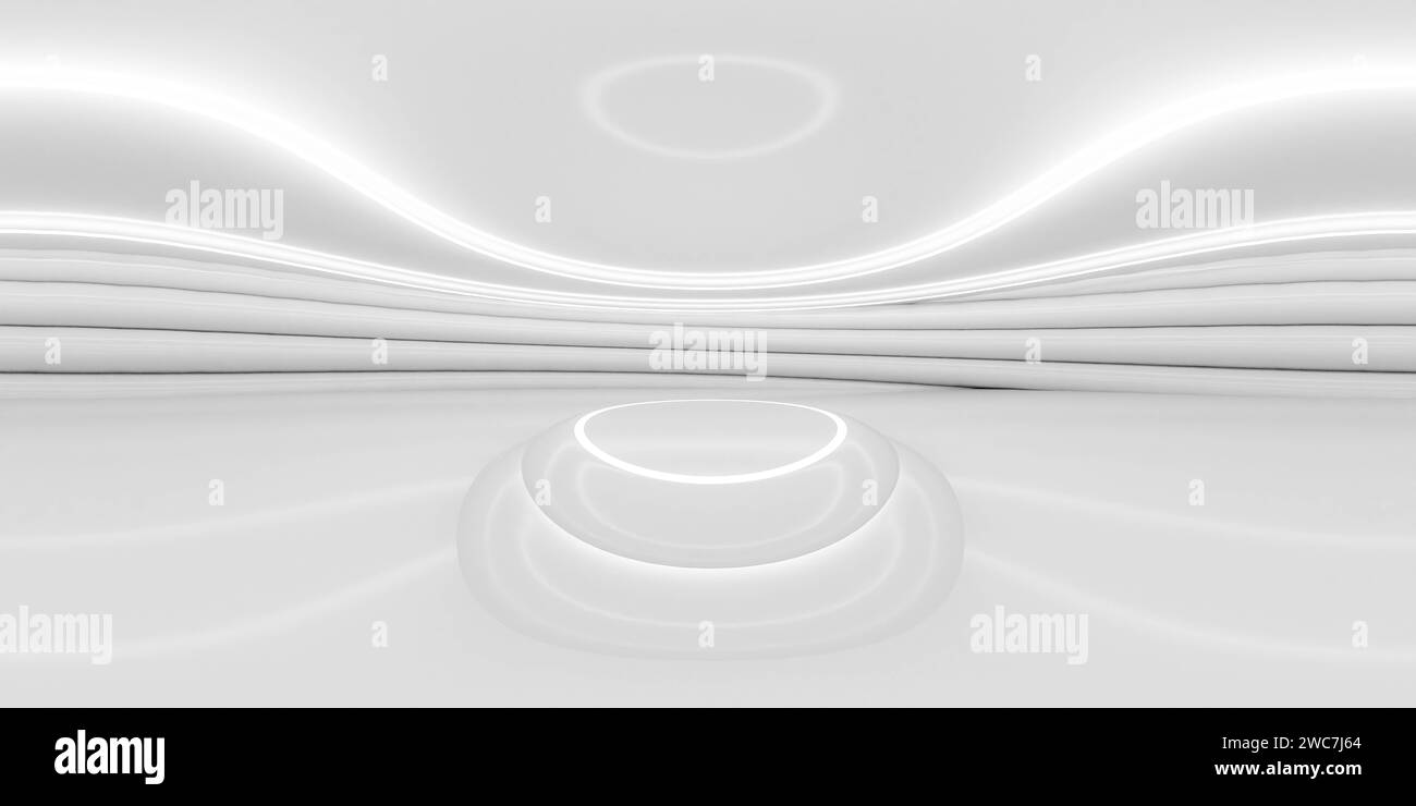 White Room With Circular Light With A Podium, Simple Setup For 