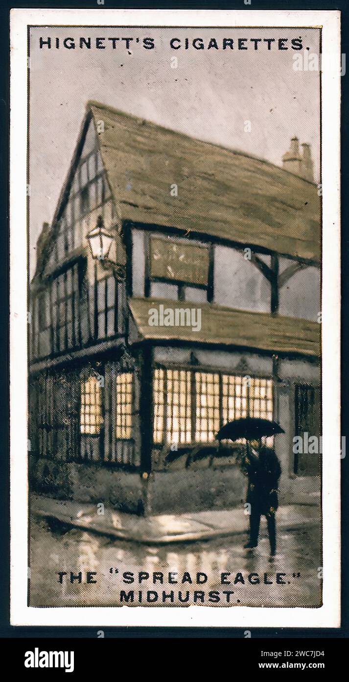 The Spread Eagle, Midhurst Vintage Cigarette Card Illustration Stock