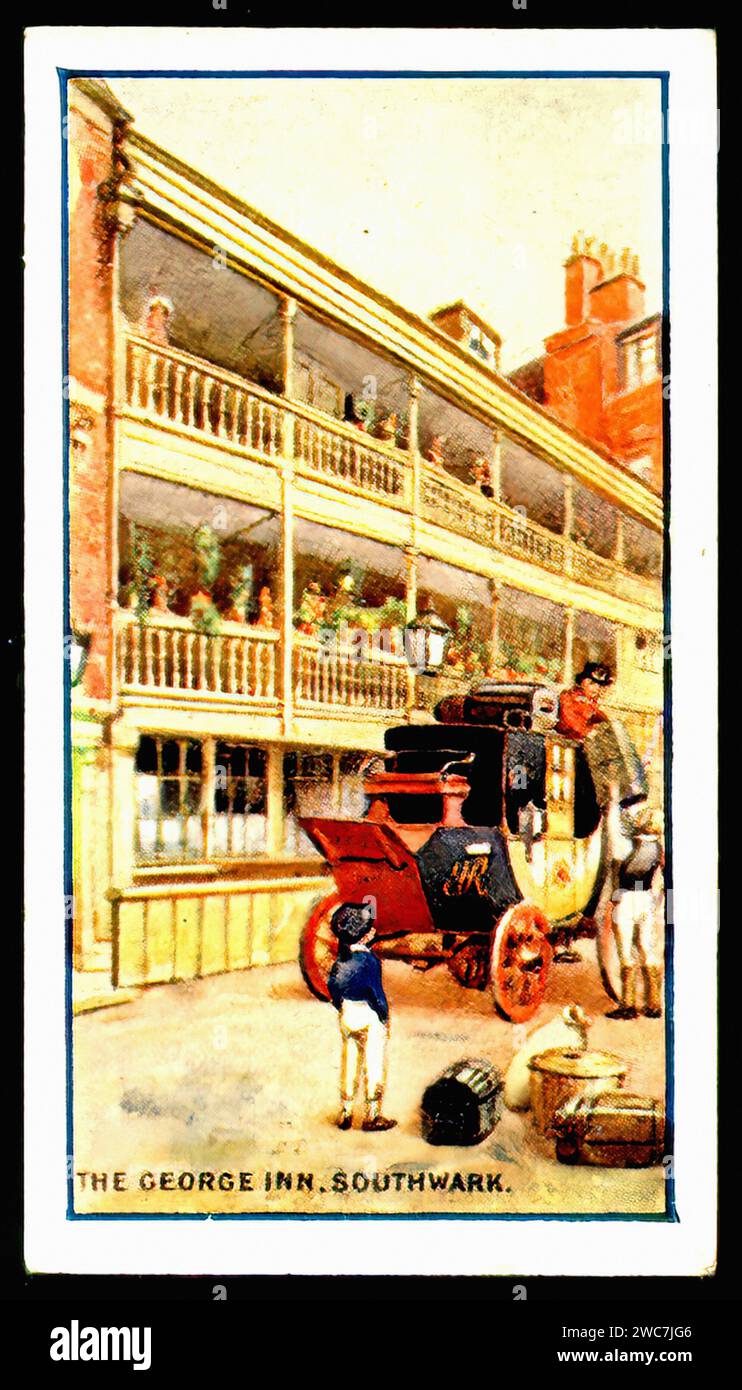 The George Inn, Southwark - Vintage Cigarette Card Illustration Stock Photo