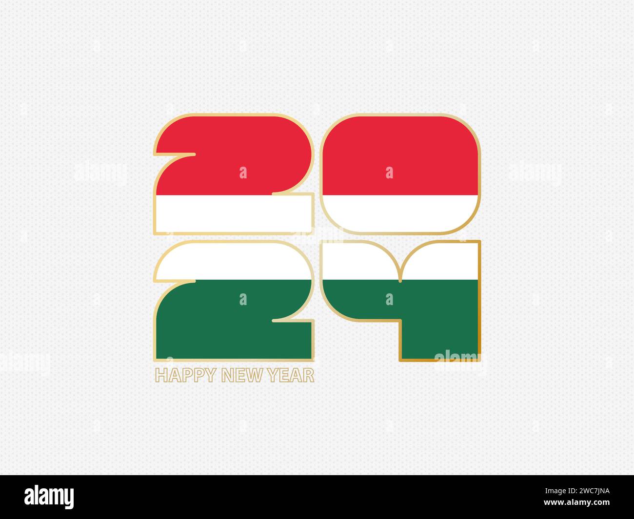 Abstract numbers 2024 with flag of Hungary. Vector illustration. Stock Vector
