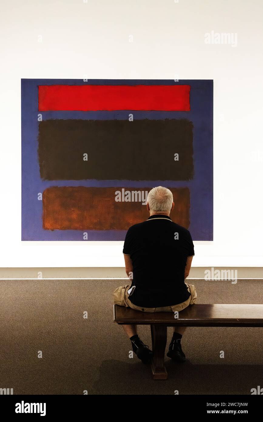 Man admiring a painting by Rothko. Image taken at the Metropolitan ...