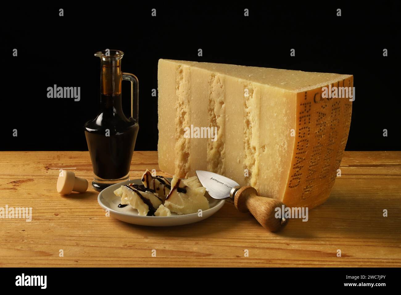 Modena, Italy, january 2024, Parmigiano Reggiano typical cheese