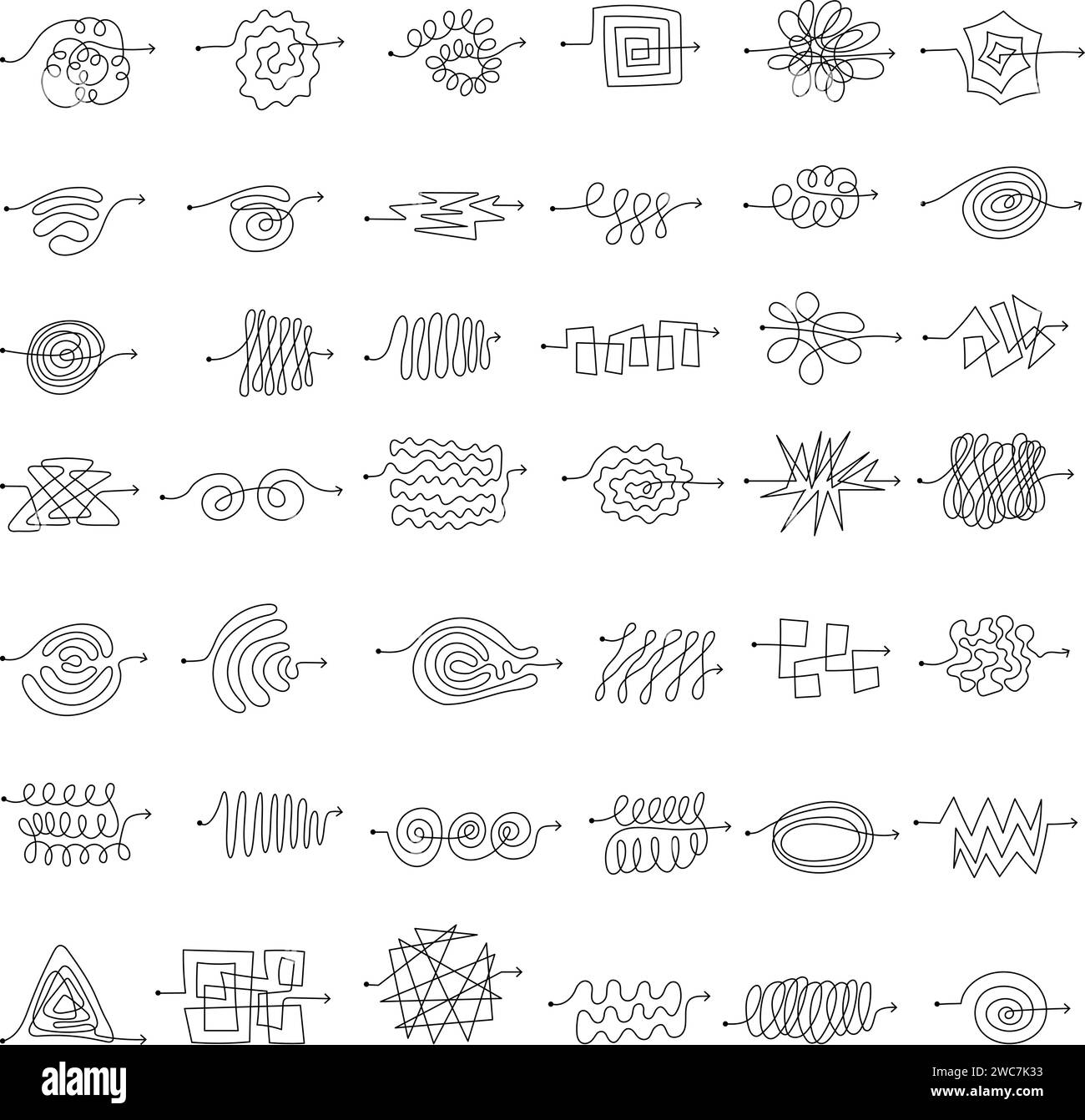 Knot messy lines. Curved writing path recent vector business concept Stock Vector