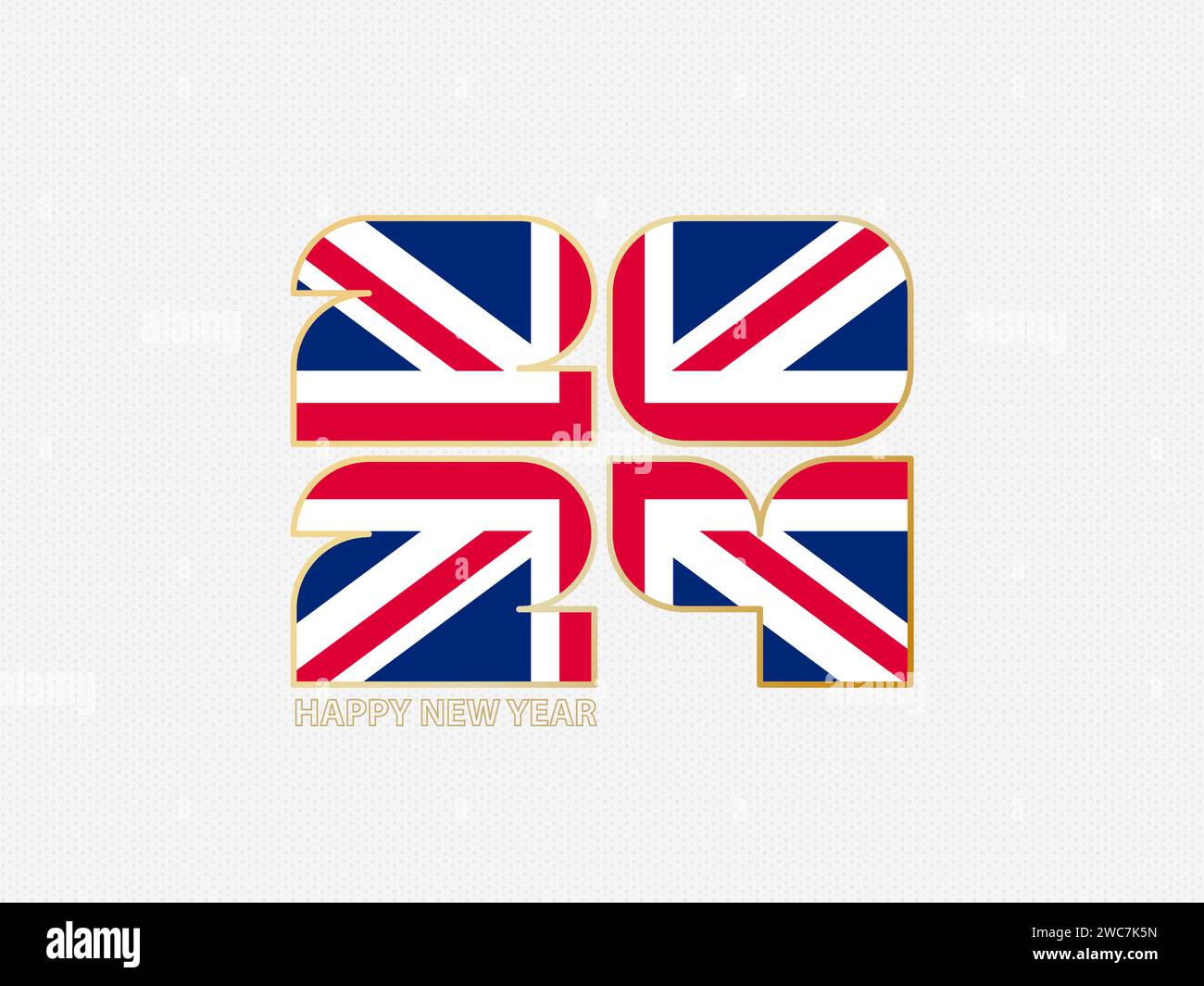 Abstract numbers 2024 with flag of United Kingdom. Vector illustration