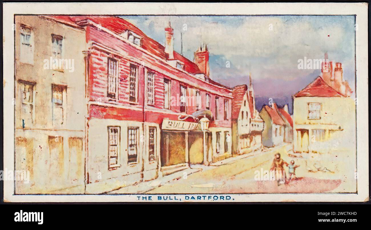 The Bull, Dartford - Vintage Cigarette Card Illustration Stock Photo