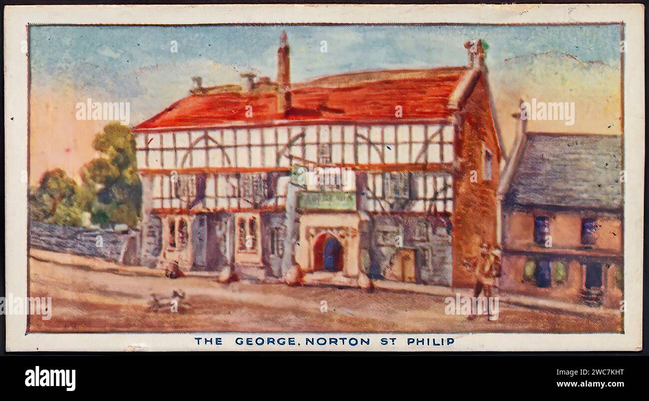 The George, Norton St Philip 002 - Vintage Cigarette Card Illustration Stock Photo